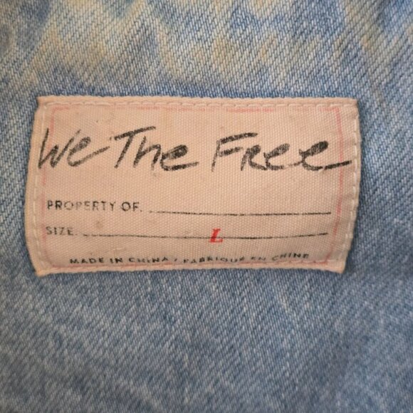 Free People We The Free Ariel Cozy Bomber Jacket Denim Sherpa Trim Size L - Picture 8 of 10